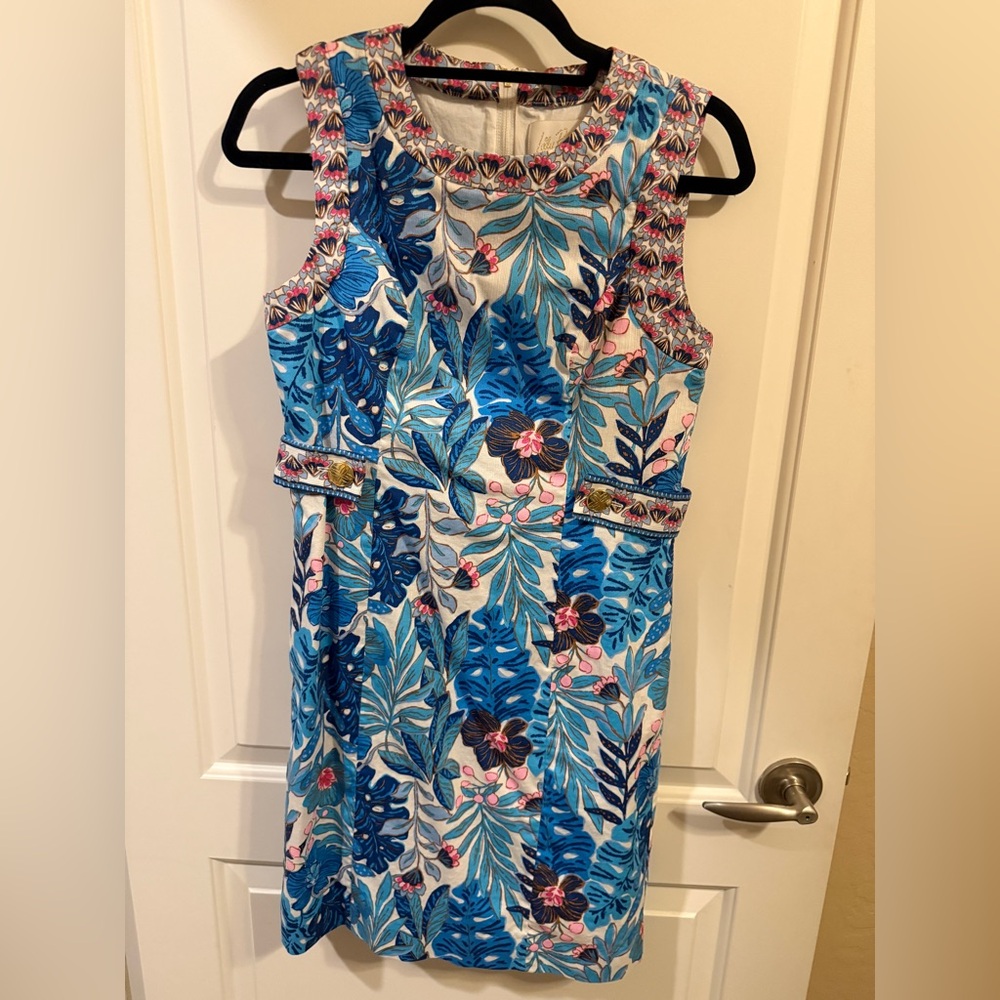 Lilly Pulitzer Juno stretch shift dress in Breezy Aqua Best Fronds Forever